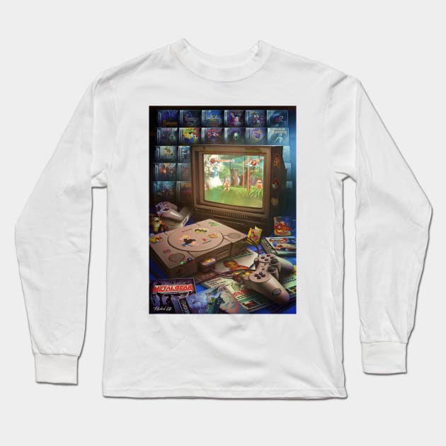 Playstation One Legacy Long Sleeve T-Shirt by Rachid Lotf